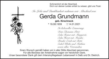 Traueranzeige von Gerda Grundmann von Frankenpost