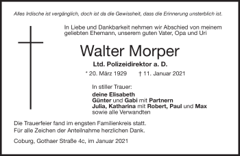 Traueranzeige von Walter Morper von Neue Presse Coburg