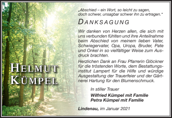 Traueranzeige von Helmut Kümpel von Südthüringer Presse