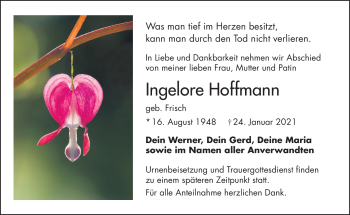 Traueranzeige von Ingelore Hoffmann von Frankenpost