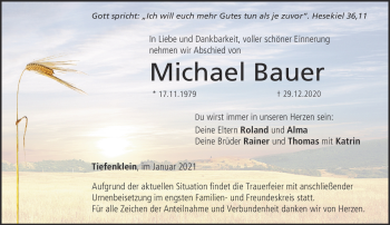 Traueranzeige von Michael Bauer von Neue Presse Coburg