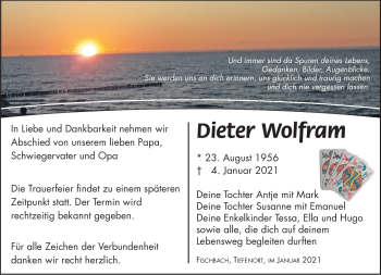 Traueranzeige von Dieter Wolfram von Südthüringer Presse
