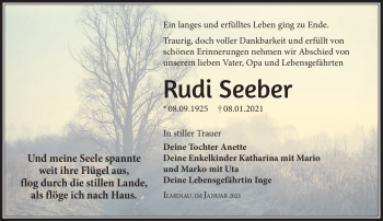 Traueranzeige von Rudi Seeber von Südthüringer Presse