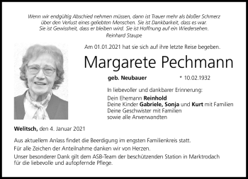 Traueranzeige von Margarete Pechmann von Neue Presse Coburg