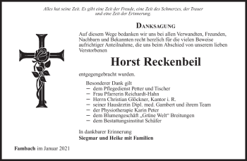 Traueranzeige von Horst Reckenbeil von Südthüringer Presse