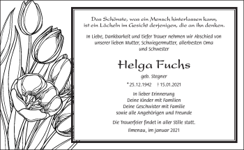 Traueranzeige von Helga Fuchs von Südthüringer Presse