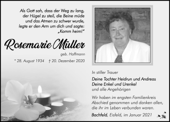 Traueranzeige von Rosemarie Müller von Südthüringer Presse