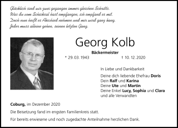Traueranzeige von Georg Kolb von Neue Presse Coburg