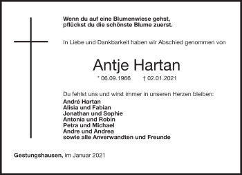 Traueranzeige von Antje Hartan von Neue Presse Coburg