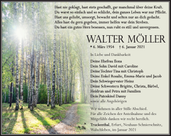 Traueranzeige von Walter Möller von Südthüringer Presse