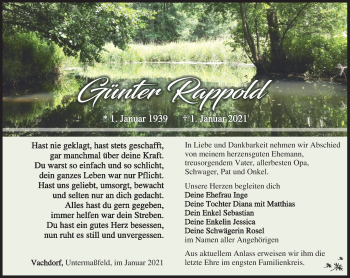 Traueranzeige von Günter Rappold von Südthüringer Presse