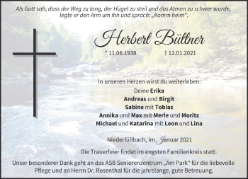 Traueranzeige von Herbert Büttner von Neue Presse Coburg