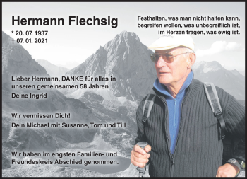 Traueranzeige von Hermann Flechsig von Neue Presse Coburg