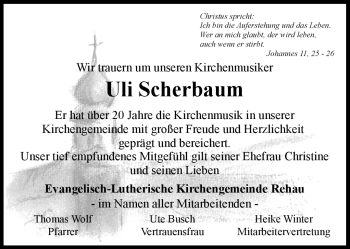 Traueranzeige von Scherbaum Ulrich von Frankenpost