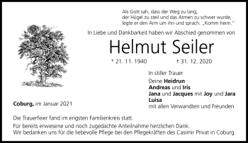 Traueranzeige von Helmut Seiler von Neue Presse Coburg