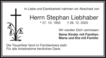 Traueranzeige von Stephan Liebhaber von Frankenpost