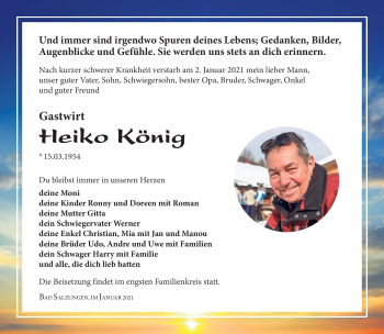 Traueranzeige von Heiko König von Südthüringer Presse