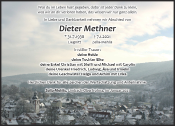 Traueranzeige von Dieter Mether von Südthüringer Presse