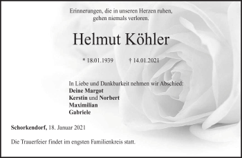 Traueranzeige von Helmut Köhler von Neue Presse Coburg