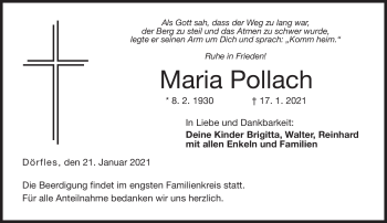 Traueranzeige von Maria Pollach von Neue Presse Coburg