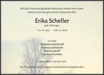 Traueranzeige von Erika Scheller von Neue Presse Coburg