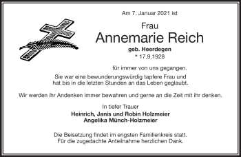 Traueranzeige von Annemarie Reich von Frankenpost