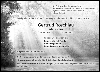 Traueranzeige von Gertrud Roschlau von Neue Presse Coburg