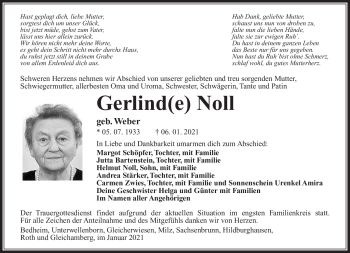 Traueranzeige von Gerlind Noll von Südthüringer Presse
