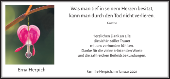 Traueranzeige von Erna Herpich von Neue Presse Coburg