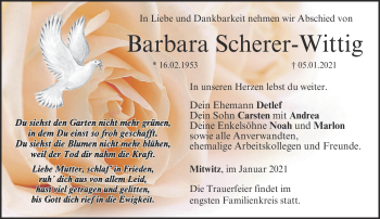 Traueranzeige von Barbara Scherer-Wittig von Neue Presse Coburg