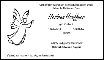 Traueranzeige von Heidrun Häffner von Neue Presse Coburg