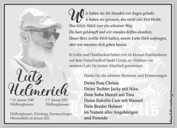 Traueranzeige von Lutz Helmerich von Südthüringer Presse