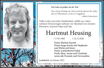 Traueranzeige von Hartmut Heusing von Südthüringer Presse
