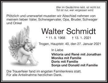 Traueranzeige von Walter Schmidt von Frankenpost