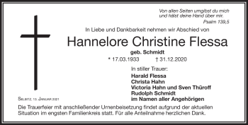Traueranzeige von Hannelore Christine Flessa von Frankenpost