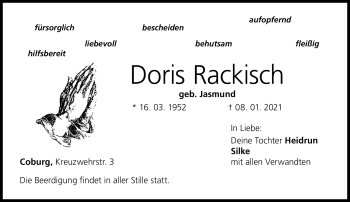 Traueranzeige von Doris Rackisch von Neue Presse Coburg