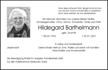 Traueranzeige von Hildegard Barthlemann von Neue Presse Coburg