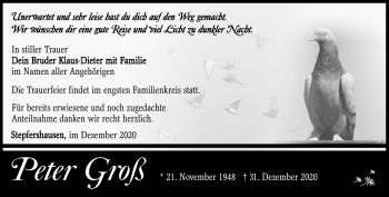 Traueranzeige von Peter Groß von Südthüringer Presse