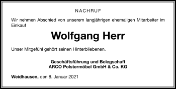 Traueranzeige von Wolfgang Herr von Neue Presse Coburg