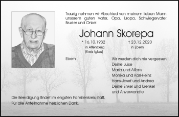 Traueranzeige von Johann Skorepa von Neue Presse Coburg