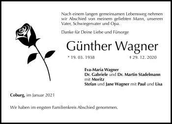 Traueranzeige von Günther Wagner von Neue Presse Coburg