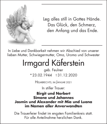 Traueranzeige von Irmgard Käfer´stein von Frankenpost