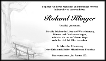 Traueranzeige von Roland Klinger von Südthüringer Presse