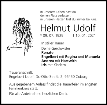 Traueranzeige von Helmut Udolf von Neue Presse Coburg