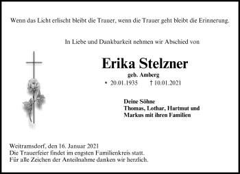 Traueranzeige von Erika Stelzner von Neue Presse Coburg