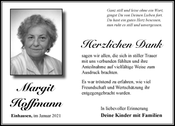 Traueranzeige von Margit Hofmann von Südthüringer Presse