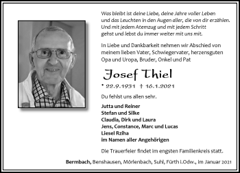 Traueranzeige von Josef Thiel von Südthüringer Presse