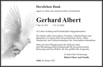 Traueranzeige von Gerhard Albert von Südthüringer Presse