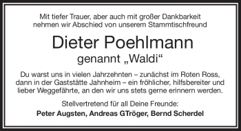 Traueranzeige von Dieter Poehlmann von Frankenpost
