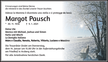 Traueranzeige von Margot Pausch von Frankenpost